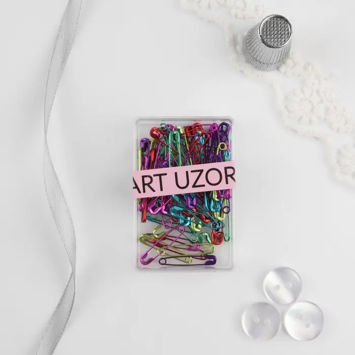 Булавки английские, 22 мм, 80 шт., цвет разноцветный