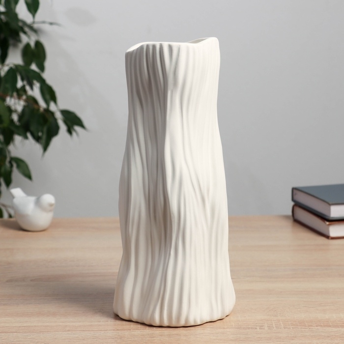 Керамическая ваза декоративная настольная «Винсент», для цветов, сухоцветов, d-8 см, 29×12.5 см, белый Керамическая ваза декоративная настольная «Винсент», для цветов, сухоцветов, d-8 см, 29×12.5 см, белый