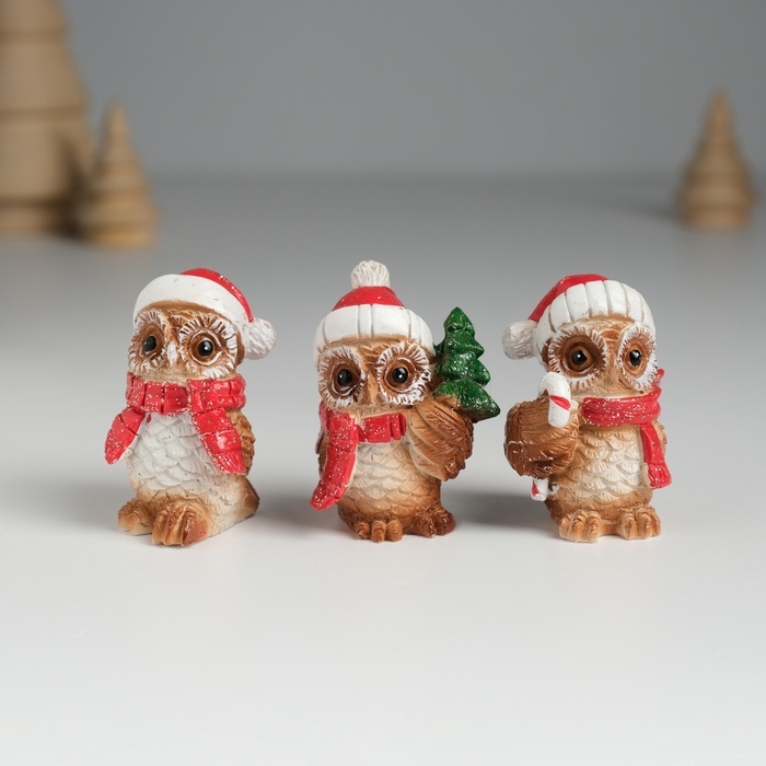 Сувенир полистоун Сувенир полистоун "Совушка в красном колпаке" МИКС 3,5х3х4,5 см