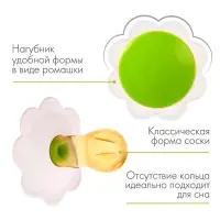 Соска - пустышка классическая, латекс, +0 мес., &laquo;Ромашка&raquo;, цвет МИКС