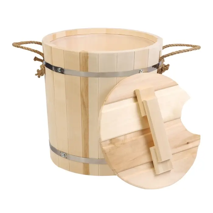 Запарник - ведро для бани и сауны, 18 л, липа, пластиковая вставка, с крышкой, &laquo;Добропаровъ&raquo;