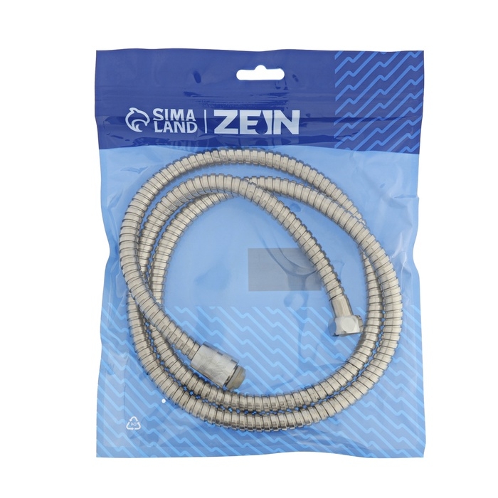 Душевой шланг ZEIN Z46PS, 150 см, цинковые гайки 1/2 Душевой шланг ZEIN Z46PS, 150 см, цинковые гайки 1/2", пластиковые втулки, нержавеющая сталь