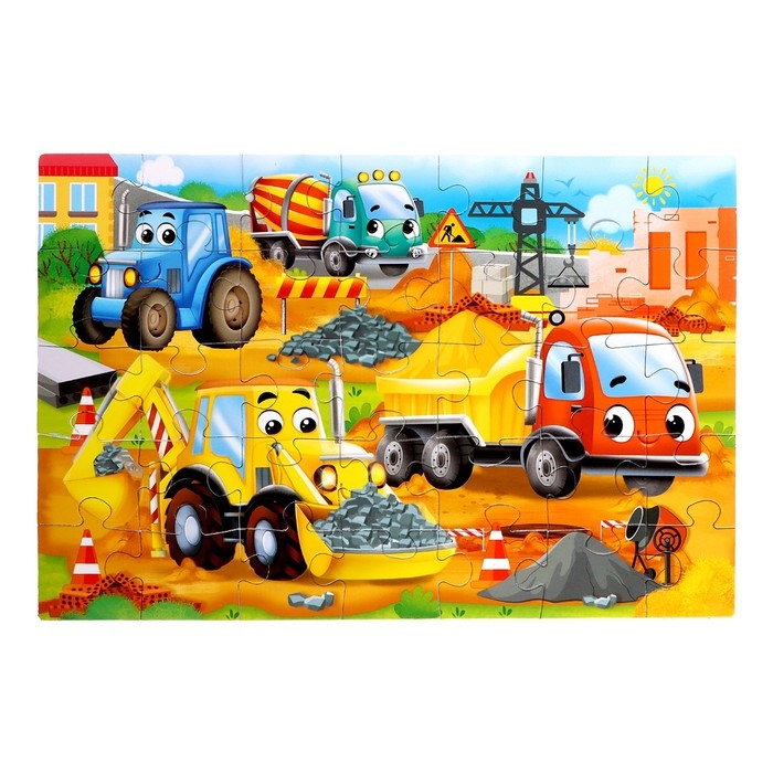 Пазлы «Машины на стройке», 35 элементов Пазлы «Машины на стройке», 35 элементов