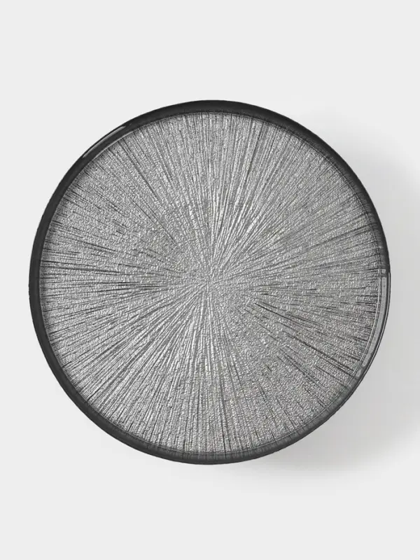 Блюдо для торта &laquo;Кувшинка&raquo;, d=28 см, на ножке, стекло, серебристое