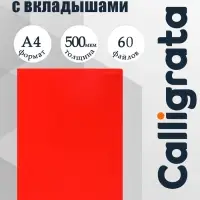 Папка с 60 вкладышами А4, 500 мкм, Calligrata, текстура &laquo;песок&raquo;, красная