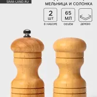 Набор для специй Доляна &laquo;Комфорт&raquo;, 50 мл, 11&times;10&times;5 см, 2 предмета: мельница, солонка