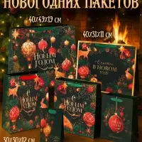 Пакеты подарочные ламинированные &laquo;С новым годом!&raquo;, набор 6 шт.