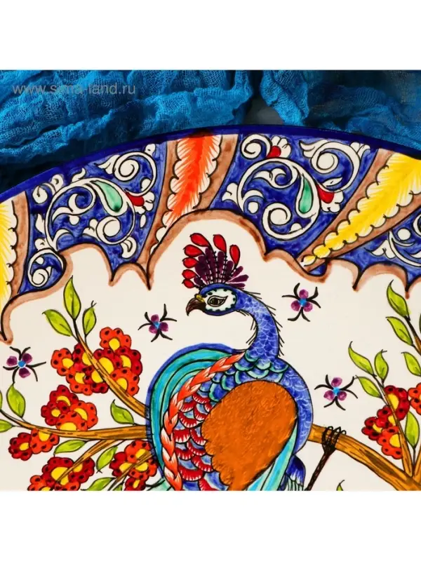 Ляган узбекский Риштанская Керамика &laquo;Жар-птица&raquo;, d=42 см, МИКС
