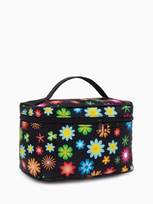 Косметичка на молнии, с ручкой, цвет чёрный/разноцветный Косметичка на молнии, с ручкой, цвет чёрный/разноцветный