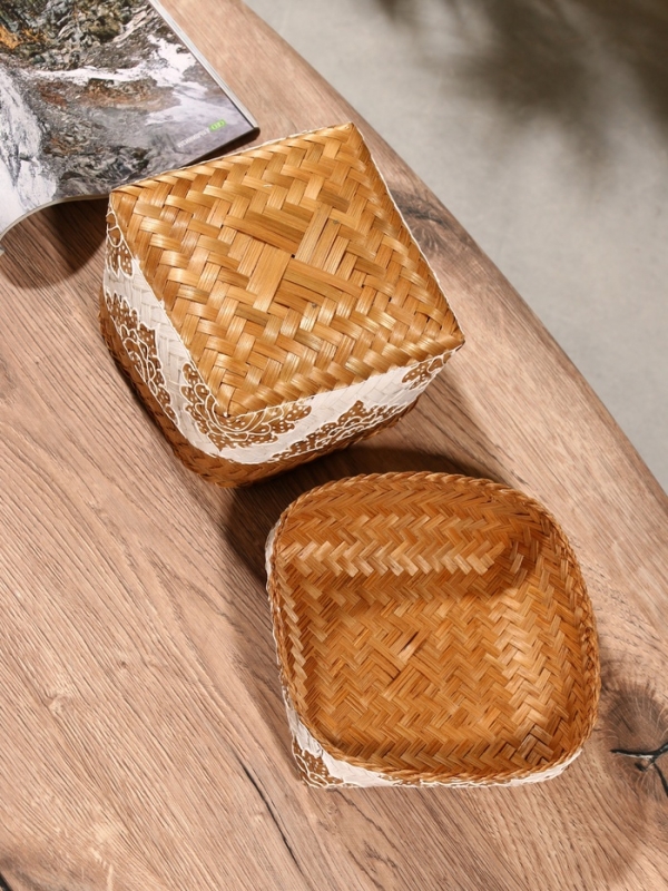 Корзинка плетеная "Манадо" бамбук 16х16х12 см, светлая