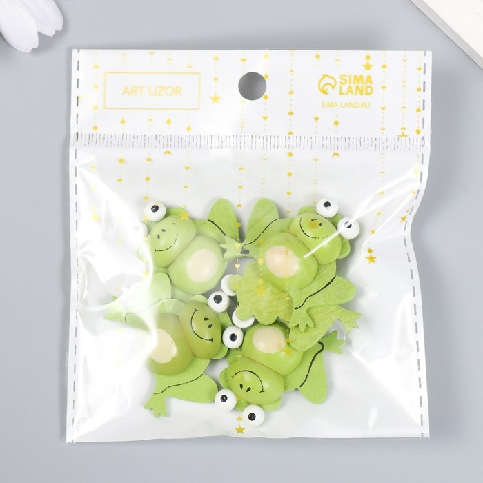 Декор для творчества дерево Декор для творчества дерево "Лягушонок" набор 5 шт 3,4х3 см