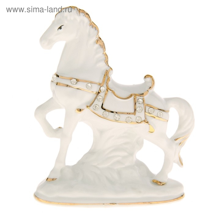 Сувенир керамика Сувенир керамика "Белоснежный конь с седлом в стразах" 5х11,5х13,5 см