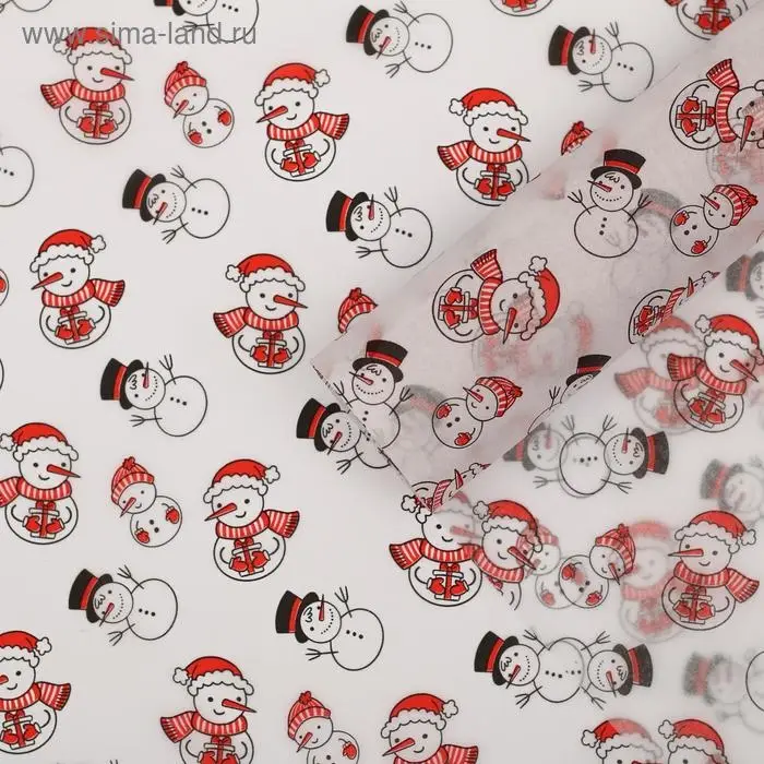 Бумага упаковочная тишью &laquo;Снеговики&raquo;, 50 х 66 см