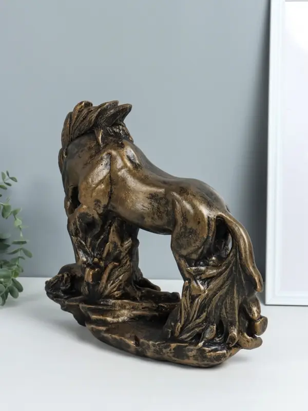 Фигура "Лошадь с жеребёнком" 30х30х12 см, чёрное золото