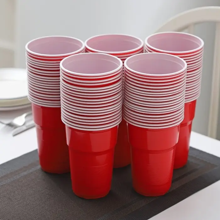 Стакан одноразовый пластиковый «Факел Экстра», 500 мл, красно-белый