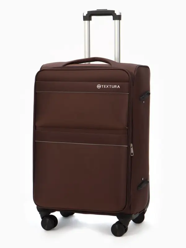 Чемодан на колёсах TEXTURA, с увеличением, кодовый замок, 42&times;26&times;68 см, 24", коричневый