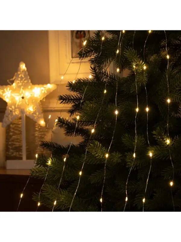 Гирлянда &laquo;Конский хвост&raquo; 8 нитей по 2 м, IP20, серебристая нить, 160 LED, свечение тёплое белое, USB