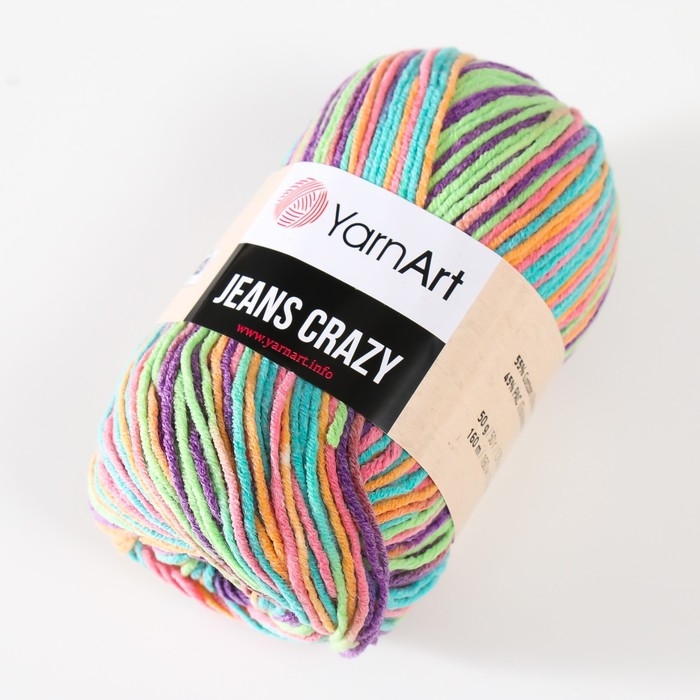 Пряжа Пряжа "Jeans crazy" 55% хлопок, 45% акрил 160м/50гр (8215 радуга)