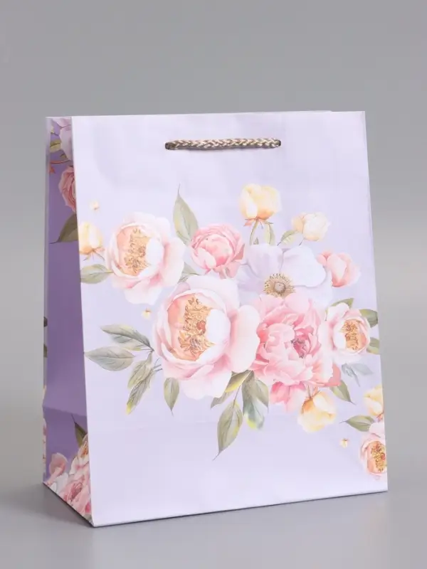Пакет подарочный ламинированный "Цветочная симфония" 18 х 22,3 х 10 см