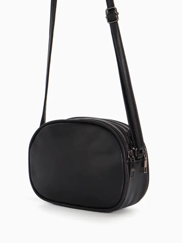 Сумка женская кросс-боди на молнии, 19&times;7&times;15 см, чёрная