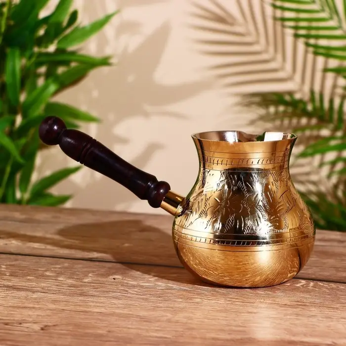 Турка луковица большая, 10.5×22×10.5 см, латунь, резной узор