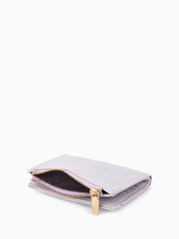 Кошелёк женский на кнопке, 12.5&times;2&times;9 см, однотонный, комбинированный, светло-сиреневый