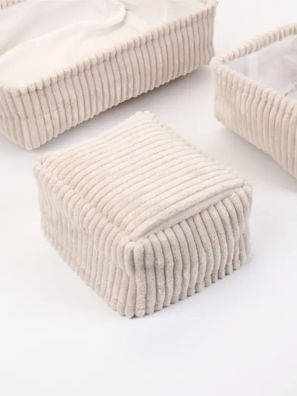 Набор корзин &laquo;Soft&Pure&raquo; 3 шт.: 1 шт. 38&times;27&times;11.5 см, 2 шт. 22&times;18&times;11 см, полиэстер. белый