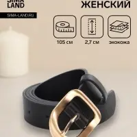 Ремень женский, 2.7&times;105 см, 1 прокол, золотистая пряжка, чёрный