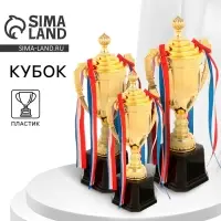 Кубок 180С, наградная фигура, золото, подставка пластик, триколор, 33&times;12&times;7 см