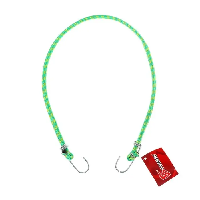 Резинка для крепления багажа TORSO, 80 см, d=10 мм, металлические крючки, МИКС