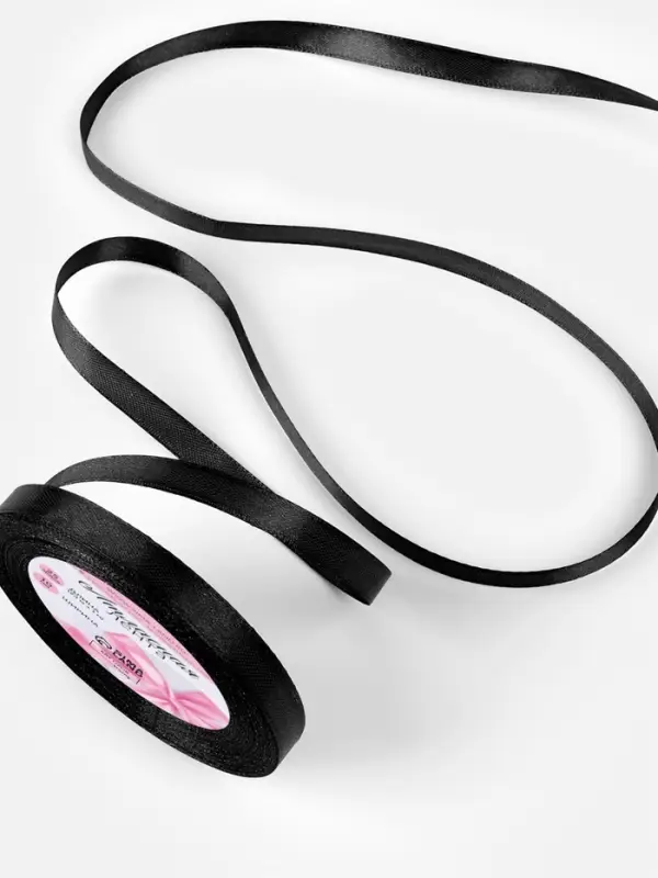 Лента атласная, 10 мм × 23 ± 1 м, цвет чёрный №39