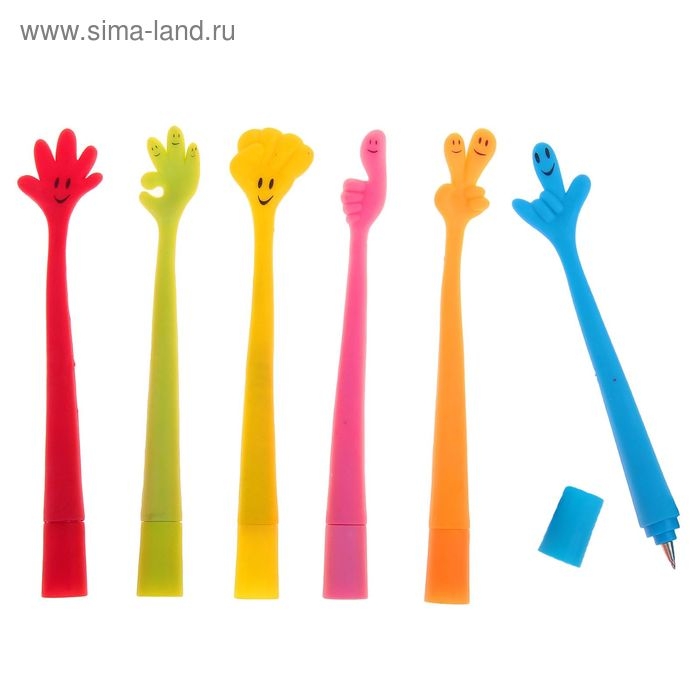 Ручка-прикол Calligrata "Жест", шариковая, гнущийся на подставке, МИКС