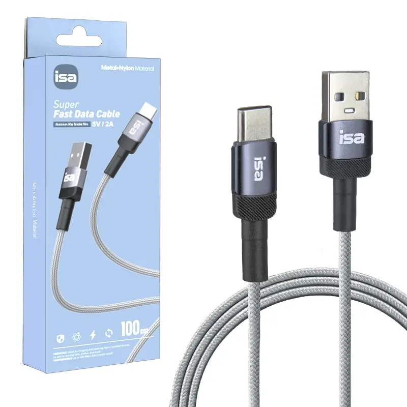 Кабель BX-3 USB на Type-C 1m 2A ISA серый Кабель BX-3 USB на Type-C 1m 2A ISA серый
