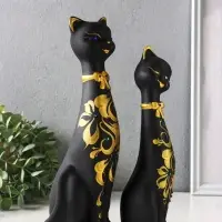 Набор фигур 2 шт. керамика &laquo;Love - коты&raquo;, со стразами, 26 см, чёрный