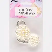 Декоративная застёжка, d = 2,5/3 см, цвет серебряный/белый