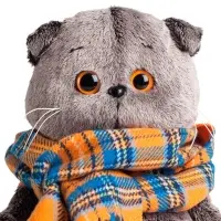 Мягкая игрушка &laquo;Кот Басик и шарф в клеточку&raquo;, 19 см