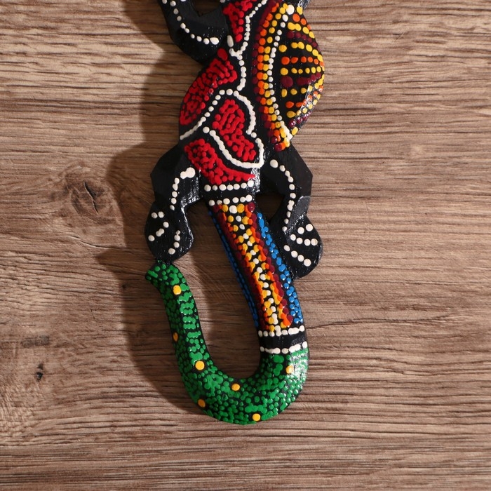 Панно настенное  Панно настенное "Геккон цветной" дерево 20х6х1 см