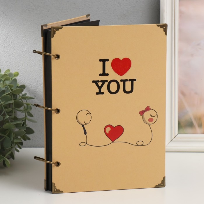 Фотоальбом на кольцах 30 листов Фотоальбом на кольцах 30 листов "Признание в любви" чёрные листы 26х18 см