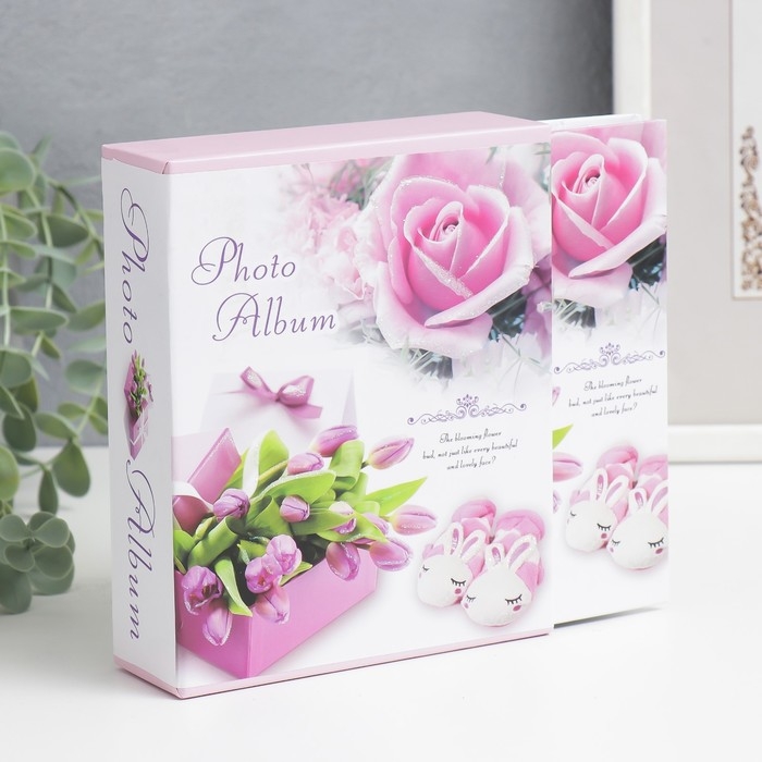 Фотоальбом на 40 фото 10х15 см Фотоальбом на 40 фото 10х15 см "Цветочный" в коробке МИКС 17х14х4,5 см