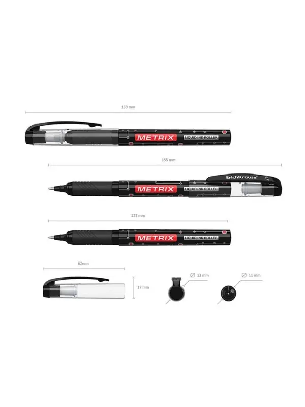 Ручка - роллер Erich Krause METRIX, узел 0.5, чернила чёрные, длина письма 1200 метров