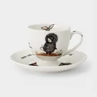 Кофейная пара КОРАЛЛ &laquo;Ёжик в тумане&raquo;, 210 мл, фарфор, белая