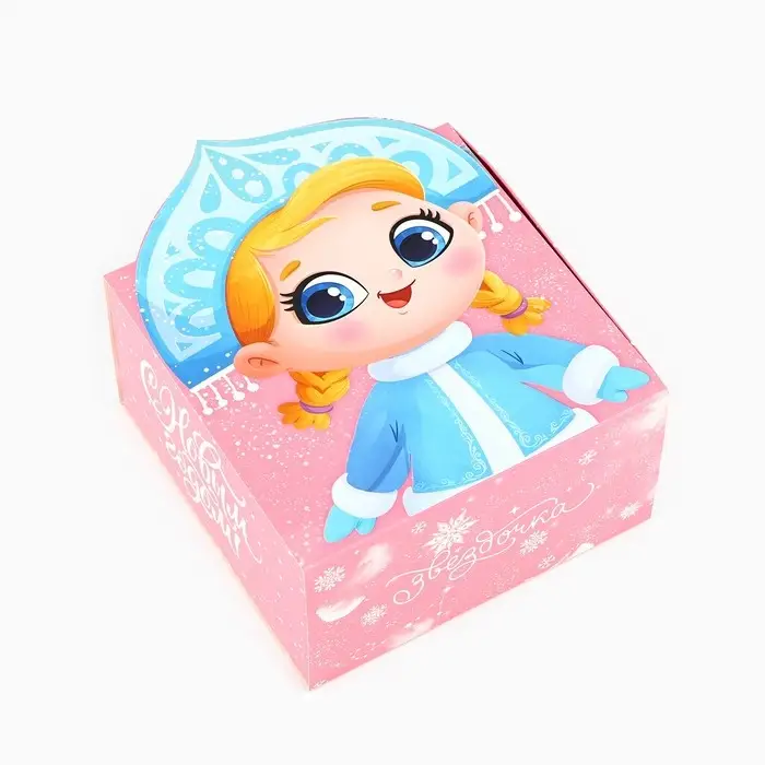 Подарочная коробка новогодняя складная «Снегурочка», 15 х 15 х 8 см, Новый год Подарочная коробка новогодняя складная «Снегурочка», 15 х 15 х 8 см, Новый год