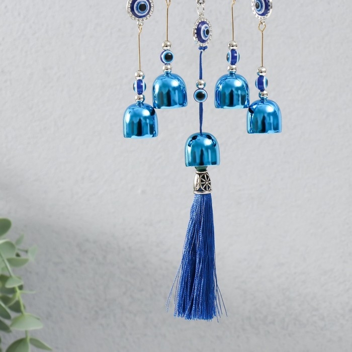 Музыка ветра металл, пластик Музыка ветра металл, пластик "Мандала от сглаза" 5 колокольчиков, кисточка h=30 см