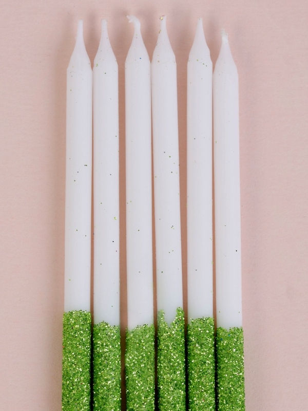 Свечи для торта Свечи для торта "Блестящее сияние", 6 шт, белые с зелёным
