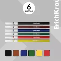 Фломастеры 6 цветов ErichKrause light, в футляре с европодвесом