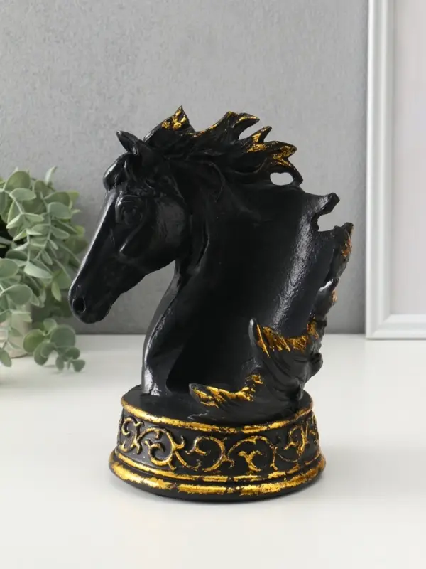 Подставка под бутылку "Лошадь" 23,5х14,5х16 см, чёрный с позолотой