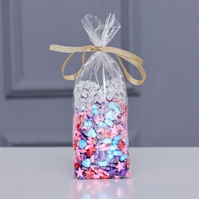 Пакет фасовочный БОПП, с донной складкой, Пакет фасовочный БОПП, с донной складкой, "Любовь в воздухе" 9*19 см набор 50 шт