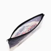 Косметичка-пенал на молнии, с изображением автомобиля, серая