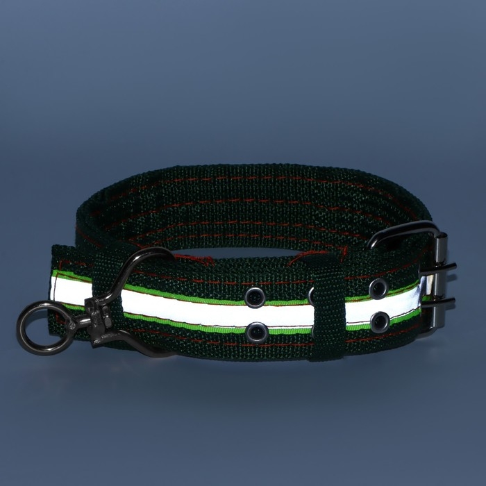 Ошейник четырехслойный светоотражающий с вертлюгом, 65 х 4 см, зелёный Ошейник четырехслойный светоотражающий с вертлюгом, 65 х 4 см, зелёный