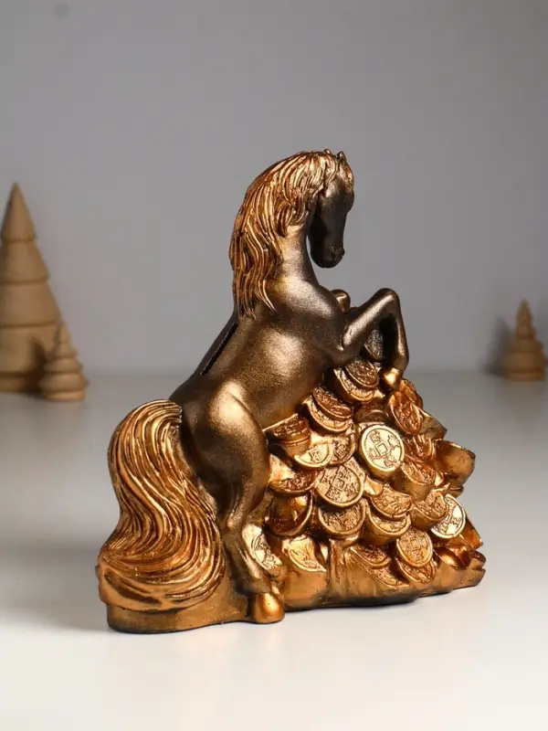 Копилка "Конь на деньгах" 20х20х13 см, бронза